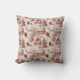 Cojín Decorativo Rojo tradicional de Santa Claus sobre Toile De Jou
