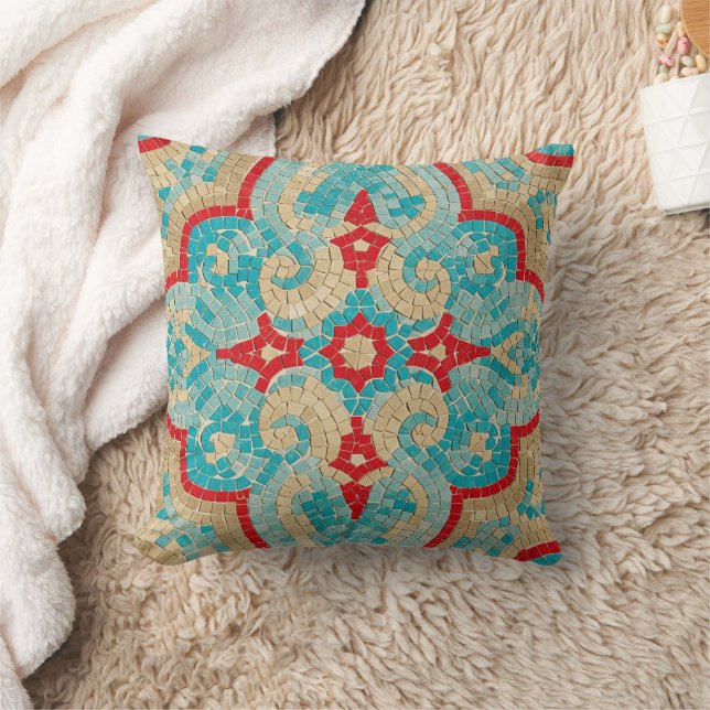 Cojín Decorativo rojo turquesa (Manta)