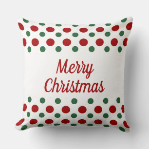 Cojín Decorativo Rojo Verde Blanco Lunares Feliz Navidad