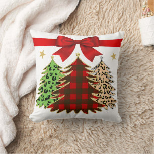 Cojín Decorativo Rojo, verde, dorado árbol de Navidad de doble cara
