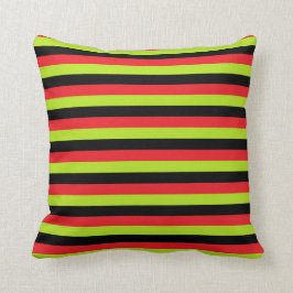 Cojín Decorativo Rojo, verde lima y rayas negras