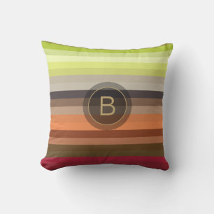 Cojín Decorativo Rojo Verde Marrón Gris Chic Femenino Monograma Per