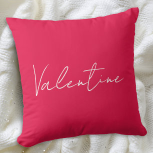 Cojín Decorativo Rojo Vibrante Elegante Mensaje Personalizado Día d