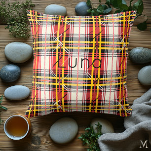 Cojín Decorativo Rojo y amarillo   Personalizado Vibrant Tartan Hom