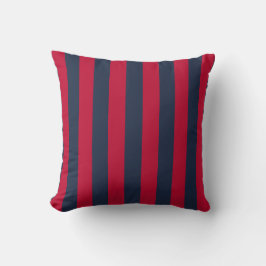 Cojín Decorativo Rojo y Azul a Rayas Costero Elegante