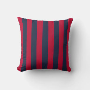 Cojín Decorativo Rojo y Azul a Rayas Costero Elegante