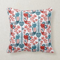 Rojo y azul estilo nórdico Fox Cushion