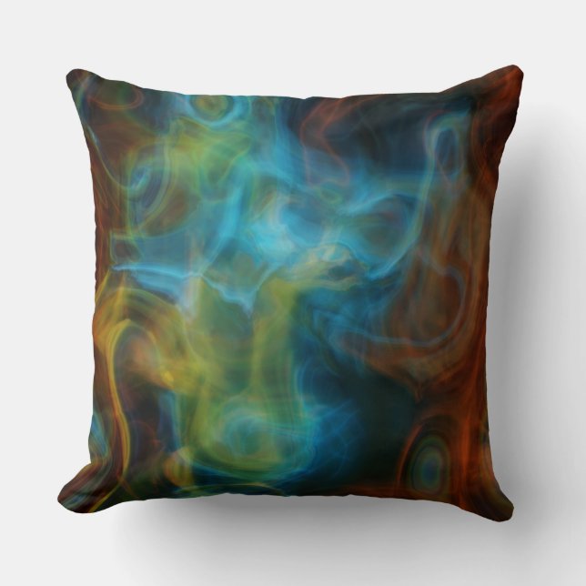 Cojín Decorativo rojo y azul turquesa ahumado Marble abstracto (Anverso)