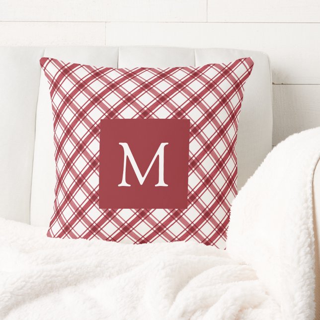 Cojín Decorativo Rojo y blanco (Red and White Plaid Throw Pillow
)
