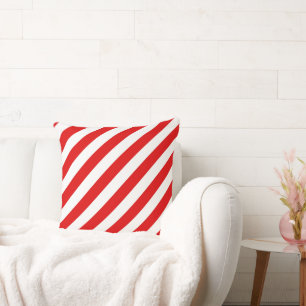 Cojín Decorativo Rojo y Blanco a Rayas