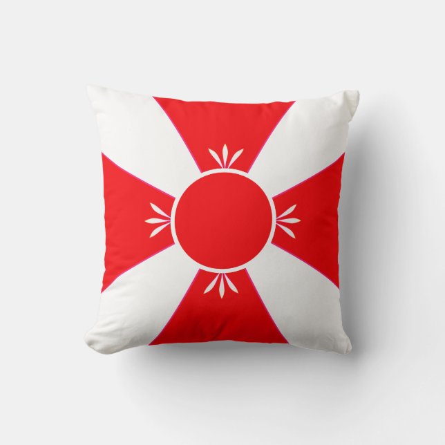 Cojín Decorativo Rojo y Blanco Elegante (Anverso)