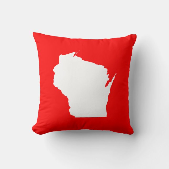Cojín Decorativo Rojo y Blanco Wisconsin (Anverso)