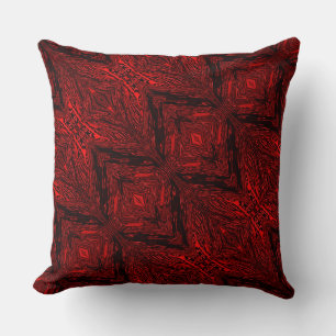 Cojín Decorativo Rojo y fuerte traza negra, formas y zigzag?