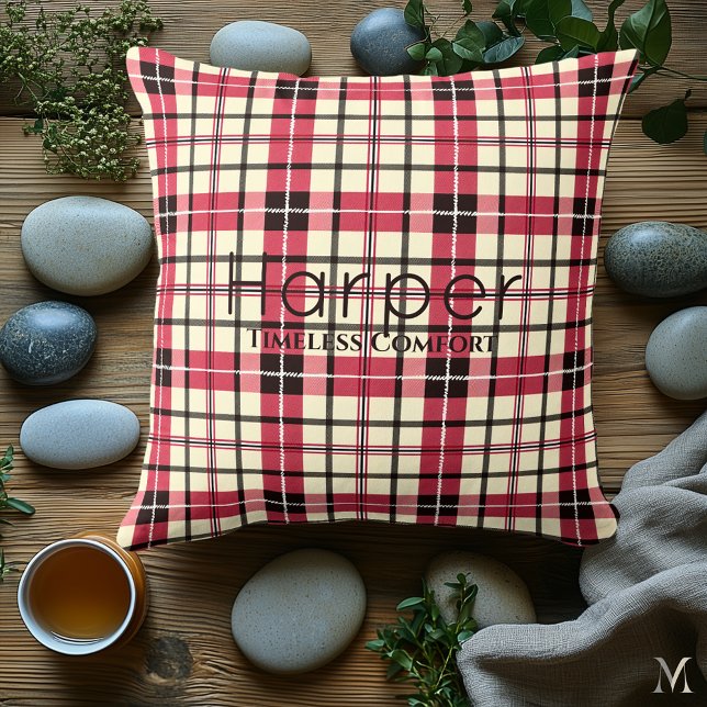 Cojín Decorativo Rojo y negro personalizados | Personalizado Tartan (Subido por el creador)