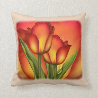 Cojín Decorativo Rojo y tulipanes del oro