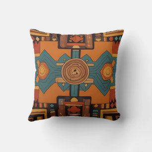 Cojín Decorativo Rojos de patrón inca cruzado y amarillos