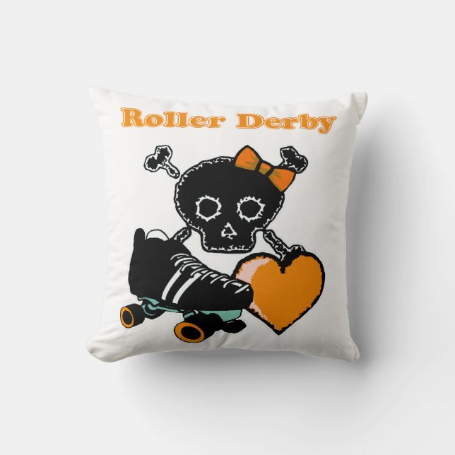 Cojín Decorativo Roller Derby Heart (Naranja) (Anverso)