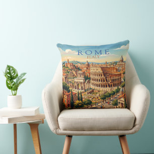 Cojín Decorativo Roma Italia Coliseo Viaje Arte Vintage