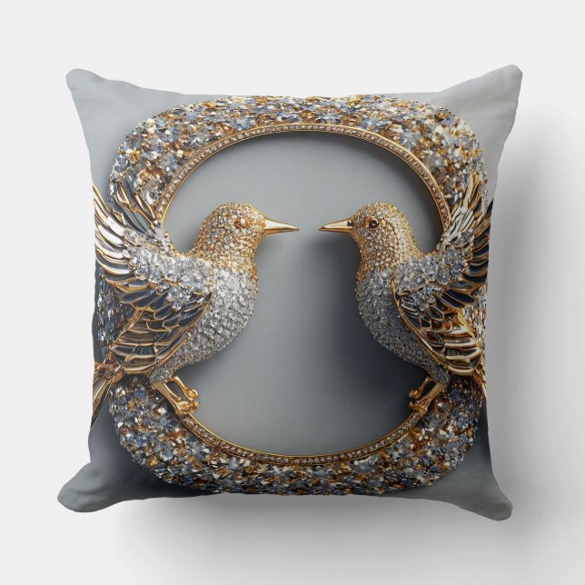 Cojín Decorativo Romance de pájaros de boda (Anverso)