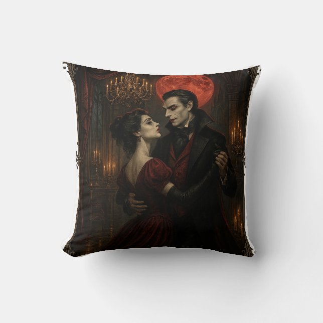 Cojín Decorativo Romance del vampiro gótico | Pillow de doble cara (Anverso)