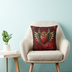 Cojín Decorativo Romance gótico, corazón de pasión.
