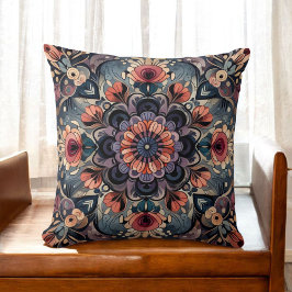 Cojín Decorativo Romance oscuro Boho acuarela Primavera floral