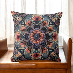 Cojín Decorativo Romance oscuro Boho acuarela Primavera floral