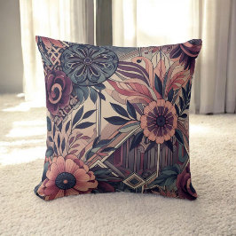 Cojín Decorativo Romance oscuro Boho acuarela Primavera floral