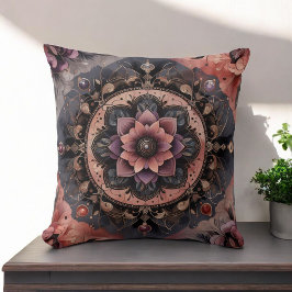 Cojín Decorativo Romance oscuro Boho acuarela Primavera floral