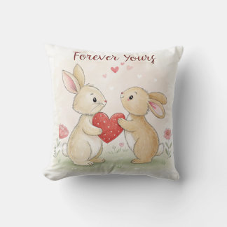 Cojín Decorativo Romantic Bunny Card - Para siempre