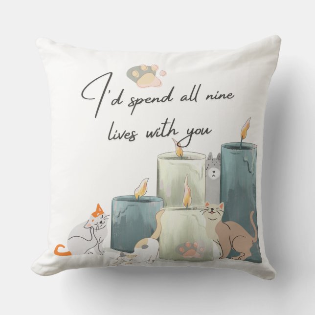 Cojín Decorativo "Romantic Cat-Themed Decorative Pillow Design" (Anverso)