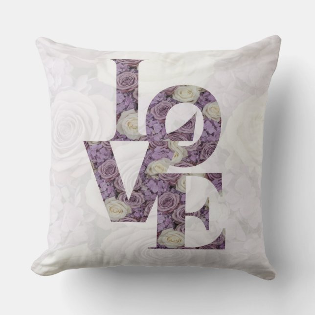 Cojín Decorativo Romantic lavender Colour Rose 'LOVE' Accent Pillow (Anverso)