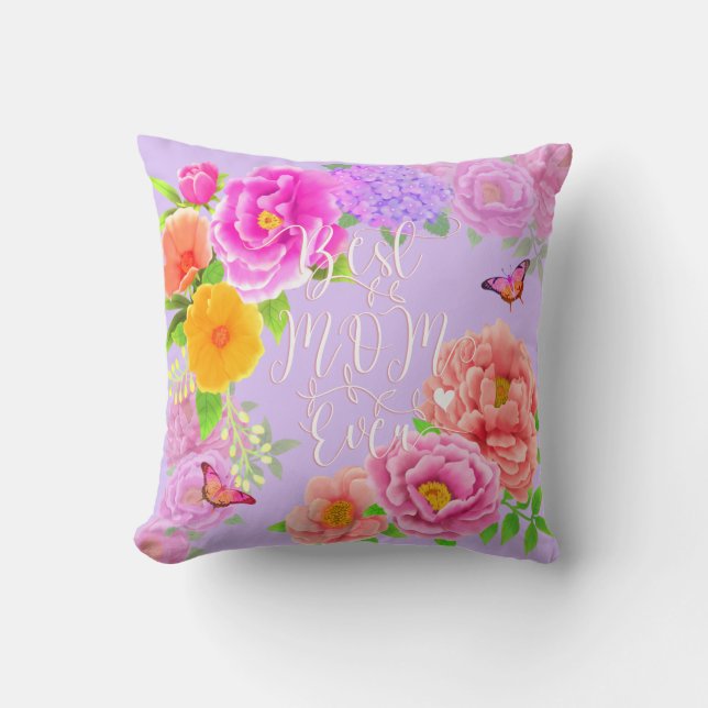 Cojín Decorativo Romantic Peonies Garden Purple Mejor Mamá (Anverso)