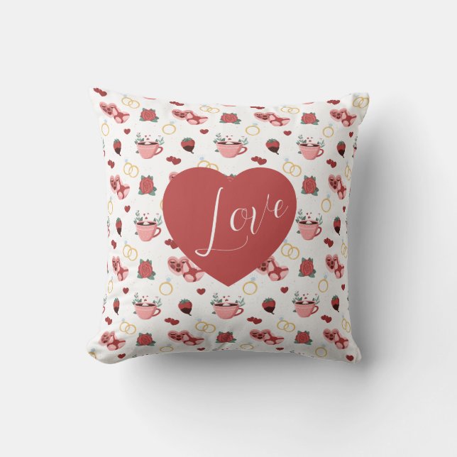 Cojín Decorativo Romantic Valentine’s Day Throw Pillow (Anverso)