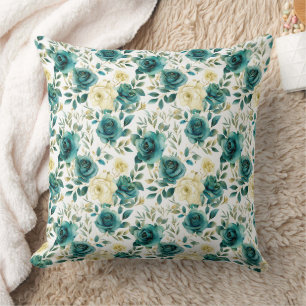 Cojín Decorativo Romántica crema verde verde Rosa floral
