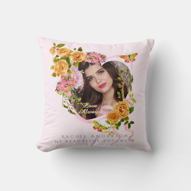 Cojín Decorativo Romántica foto rosa de amor rosa rosada (Anverso)