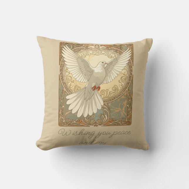 Cojín Decorativo Romantically Nostalgic Peace Dove Greeting Card (Anverso)