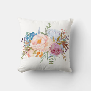 Cojín Decorativo Romántico, acuarela Flor, floral bohemia