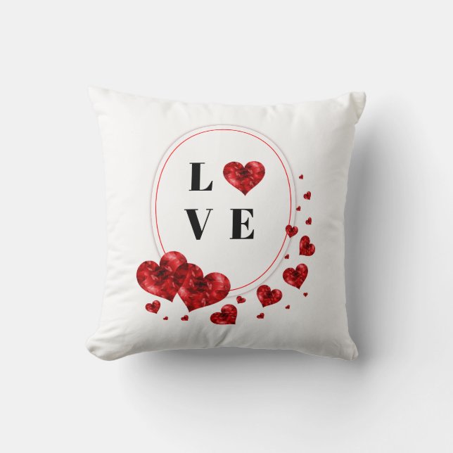 Cojín decorativo Romántico Amor Corazón Rojo (Anverso)