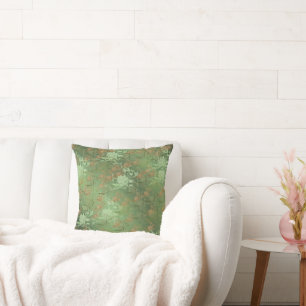 Cojín Decorativo Romántico, dorado, verde azulado,, Acuarela, Chic,