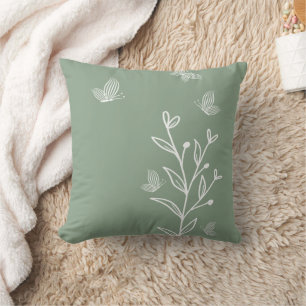 Cojín Decorativo Romántico elegante verde salvia floral 