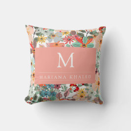 Cojín Decorativo Romántico Floral suave durazno verde rosa Clásico