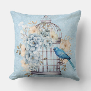 Cojín Decorativo Romántico Jaulón Floral Acuarela Vintage