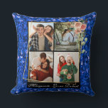 Cojín Decorativo Romántico Moderno 4 Fotos azul Brillantina San Val<br><div class="desc">Manta de felpa personalizada rosa femenina con foto y nombre</div>