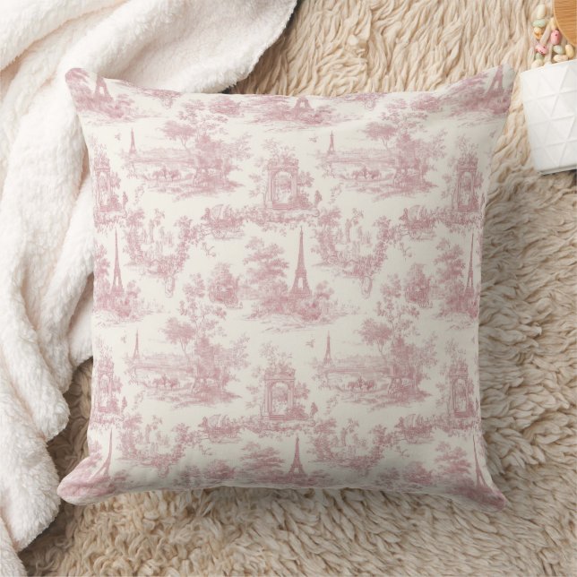 Cojín Decorativo Romántico patrón de toile francés de color rosa ca (Manta)