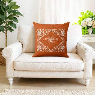 Cojín Decorativo Romántico Quemado Naranja Shabby Chic Boda Señor S