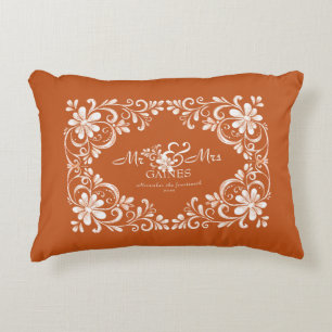 Cojín Decorativo Romántico Quemado Naranja Shabby Chic Boda Señor S