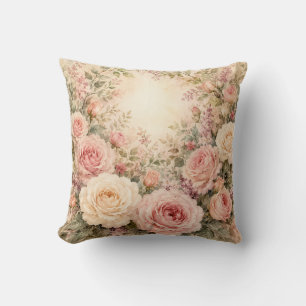 Cojín Decorativo Romántico Rosal de Jardin de Campo con Toque de Bl