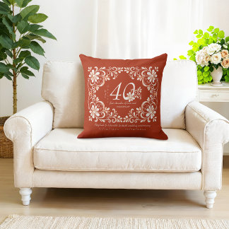 Cojín Decorativo Romántico Shabby Chic Rojo Óxido 40 Aniversario