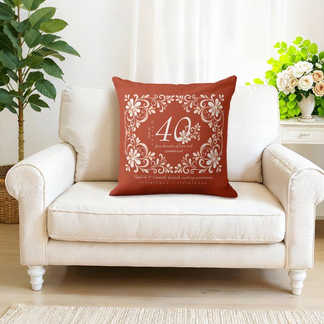 Cojín Decorativo Romántico Shabby Chic Rojo Óxido 40 Aniversario (Subido por el creador)